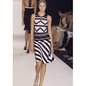 S/S 2001 Ralph Lauren Runway Creme White Geometric Knit Silk Sweater Tank Top